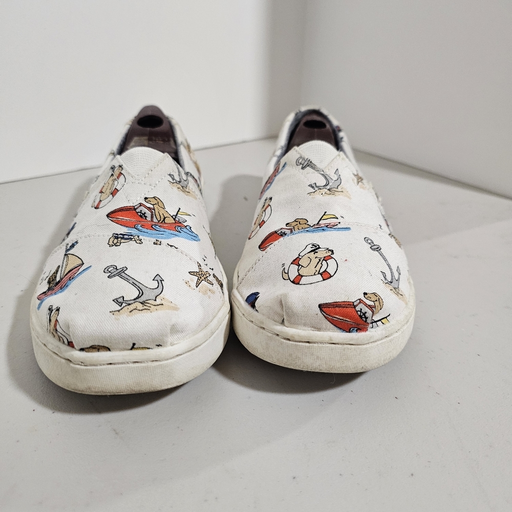 Toms Nautical Dogs Canvas Women's Classics Slip-on Shoes Youth 5.5 - Picture 2 of 10